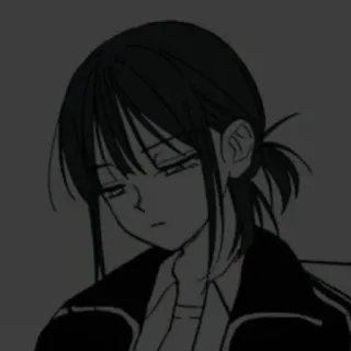 🖤 Dziewczyna anime, Manga, Monochromatyczny, Kreskówka, Kobieta, Emocje, Portret telegram sticker