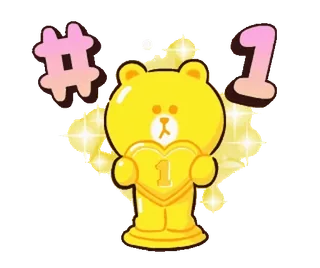 1⃣ #1 número um, ouro, urso, troféu, celebração, vencedor telegram sticker