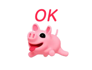 👌 OK varken, dier, roze, oké whatsapp sticker