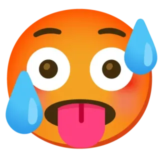 🥵 Emoji, Mồ hôi, Lưỡi, Mặt, Biểu cảm, Nóng telegram sticker