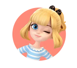 😉 девушка, блондинка, подмигивание, мультфильм, милый, персонаж, портрет, анимация telegram sticker