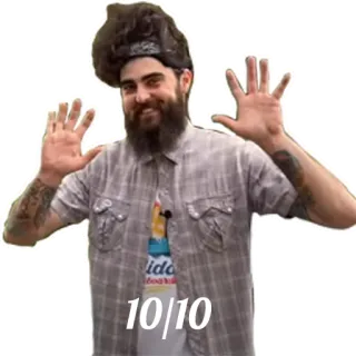🔟 10/10 점수, 평점, 10점 만점, 남자, 손 telegram sticker