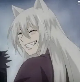🦊 Tomoe Kamisama Kiss anime, fox, manga, demon, fox spirit, white hair, male telegram sticker