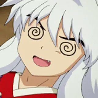 🐶 Inuyasha anime, postać, śmieszne, oszołomiony telegram sticker
