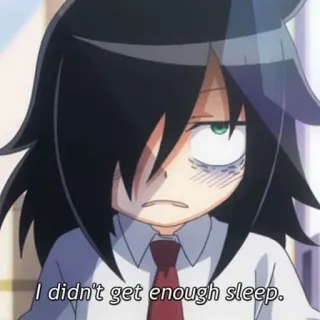 😪 I didn't get enough sleep. アニメ, 眠い, 眠たい, 疲れた, 漫画, 制服 telegram sticker