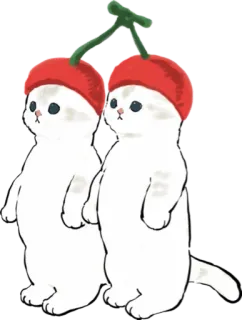 🍒 cat, animal, cute, cherry, hat, kawaii telegram sticker