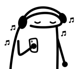 🌝 strichmännchen, kopfhörer, musik, smartphone, hören, kritzelei, cartoon telegram sticker