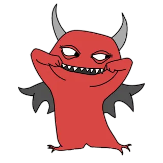 😛 Teufel, Cartoon, Monster, Dämon, Rot, Hörner telegram sticker