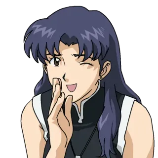 🤫 Misato Katsuragi Neon Genesis Evangelion anime, character, woman, misato, evangelion, smile, wink telegram sticker