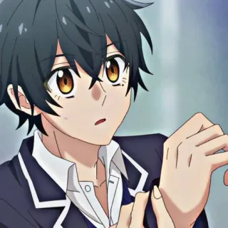 😯 Anime, Manga, Personnage, Garçon, Uniforme scolaire, Portrait, Mignon telegram sticker
