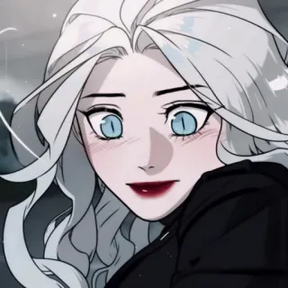 🎐 Anime Mädchen, Weiße Haare, Blaue Augen, Cartoon, Charakter whatsapp sticker