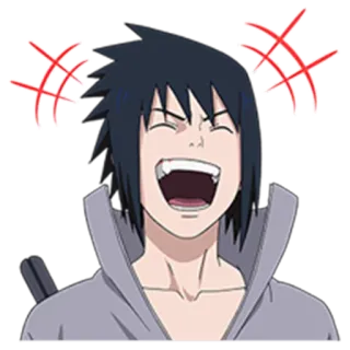 😂 Sasuke Uchiha Naruto anime, lachen, blij, Sasuke telegram sticker