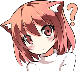 ❔ Anime, Mangá, Orelhas de gato, Ponto de interrogação, Fofo, Kawaii, Sticker, Chibi telegram sticker