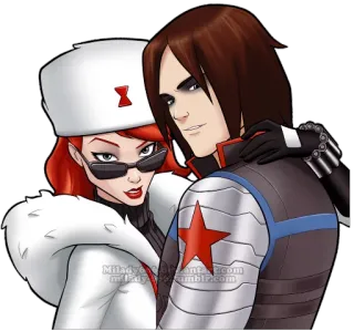 👨‍❤️‍👨 Black Widow, Winter Soldier marvel, superhero, comic, character, red hair, comics, winter soldier, black widow telegram sticker