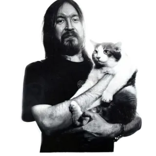 🐱 pria, kucing, hewan peliharaan, potret, orang, binatang telegram sticker