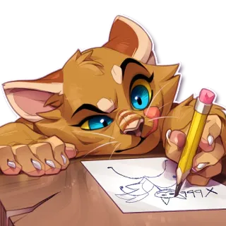 ✍️ 999X gato, dibujo, lápiz, dibujos animados, animal, lindo telegram sticker