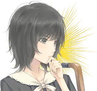 🤔 Fille anime, Manga, Cheveux courts, Pensive, Art numérique, Portrait whatsapp sticker