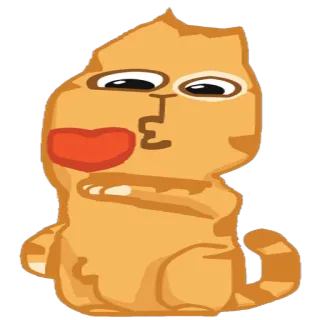 ❤ cat, kiss, cartoon, animal, cute, orange telegram sticker