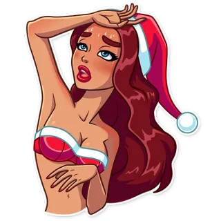 🥵 woman, christmas, hat, girl, cartoon telegram sticker