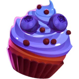 🧁 cupcake, sobremesa, doce, guloseima, mirtilo, comida, padaria, pastelaria telegram sticker