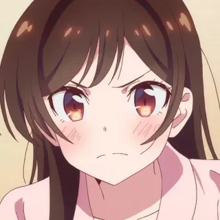🥥 Chizuru Ichinose Rent-A-Girlfriend Anime, Chizuru Ichinose, Rent a Girlfriend, Zły, Kreskówka, Japońska animacja whatsapp sticker