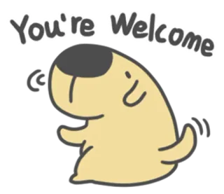 👍 You're Welcome chien, mignon, merci, salutation, dessin animé whatsapp sticker