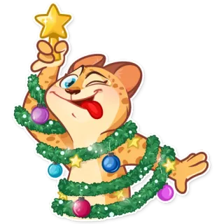 🎄 cheetah, natal, bintang, ornamen, liburan, dekorasi, meriah telegram sticker