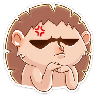 😒 angry, cartoon, hedgehog, irritated, cute whatsapp sticker