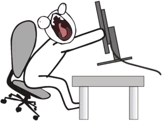 😡 computer, angry, cartoon, office, frustration, yelling telegram sticker