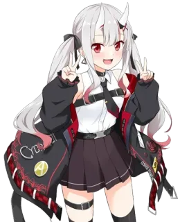 ✌️ Anime, Fille, Personnage, VTuber, Cornes telegram sticker