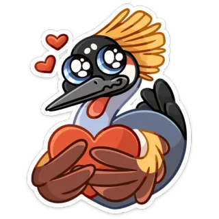 🥰 pájaro, corazón, amor, animal, dibujo animado, lindo, pegatina telegram sticker