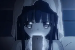 📱 Anime Mädchen, Handy, Hoodie, Anime, Mädchen, Digitale Kunst telegram sticker