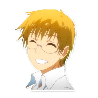 😄 Anime, Ragazzo, Personaggio, Occhiali, Sorridendo telegram sticker