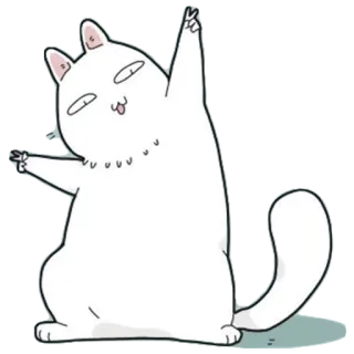 🤗 gato, engraçado, desenho animado, animal, gato branco, bobo, pose, dançando whatsapp sticker