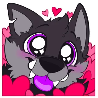 🥰 lobo, corações, fofo, desenho animado, animal, amor telegram sticker
