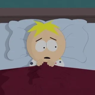 🌟 Butters Stotch South Park dibujos animados, Butters, South Park, asustado, cama whatsapp sticker