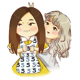 😈 Мультфильм, Милый, Друзья, Девушки, Аниме, Иллюстрация telegram sticker