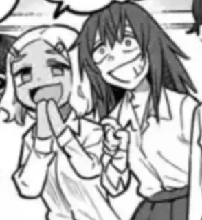 😢 Anime, Kreskówki, Uczennice, Przyjaźń, Uśmiechnięte, Manga telegram sticker