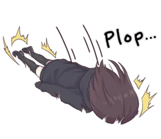 😑 Plop... Anime, Upadek, Brązowe włosy, Kreskówka, Naklejka telegram sticker
