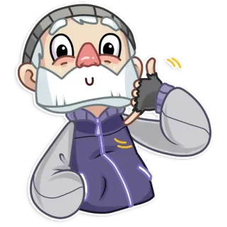📱 idoso, polegar para cima, desenho animado, positivo, gesto, velho, personagem telegram sticker