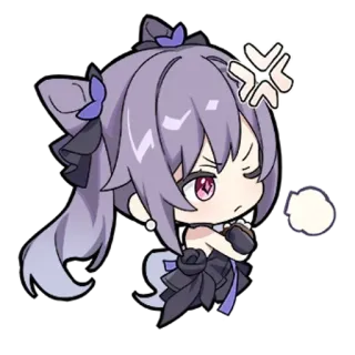 😠 Keqing Genshin Impact Anime, Stiker, Marah, Keqing, Genshin Impact, Chibi whatsapp sticker
