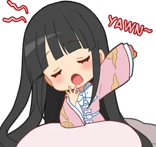 😪 YAWN~ bostezo, soñoliento, anime, dibujos animados, cansado, mono whatsapp sticker
