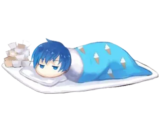 😪 Anime, Chibi, Ngủ, Kem, Tóc Xanh, Kawaii telegram sticker