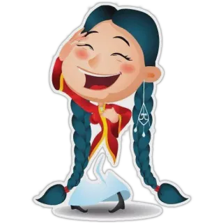 😁 만화, 소녀, 여자, 전통적인, 미소, 쾌활한 whatsapp sticker
