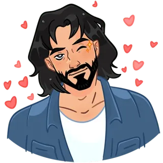 🥰 man, cartoon, hearts, love, animated telegram sticker