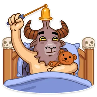😴 sleep, bed, cartoon, monster, teddy bear, bell telegram sticker