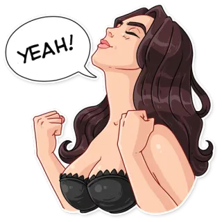 💪 YEAH! mulher, animada, celebração, expressão, desenho animado, emoção, sucesso telegram sticker