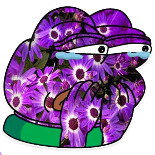😭 Pepe the Frog pepe, kikker, huilen, verdrietig, meme, bloemen, paars, internet meme telegram sticker