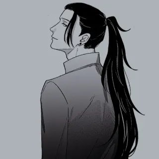 🕷 anime, capelli lunghi, maschio, coda di cavallo, personaggio, profilo telegram sticker