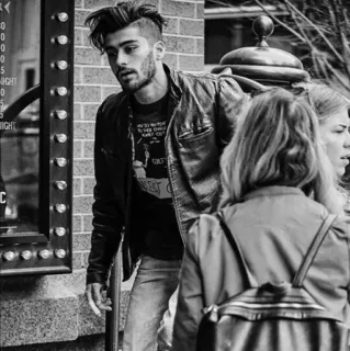 ☁️ Zayn Malik 泽恩·马利克, 歌手, 名人, 黑白, 肖像, 街头风 telegram sticker